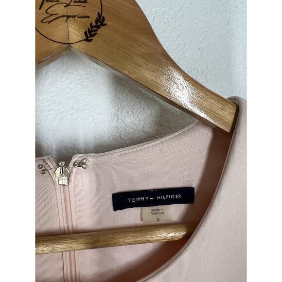 Tommy Hilfiger Ruffle Flutter Sleeve Sheath Dress Size 8 Blush Pink - Picture 2 of 4